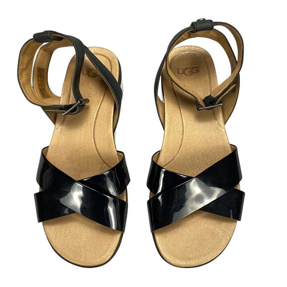 Ugg Tipton Patent Leather Platform Sandals Womens Size 6 Us Black - Picture 4 of 16